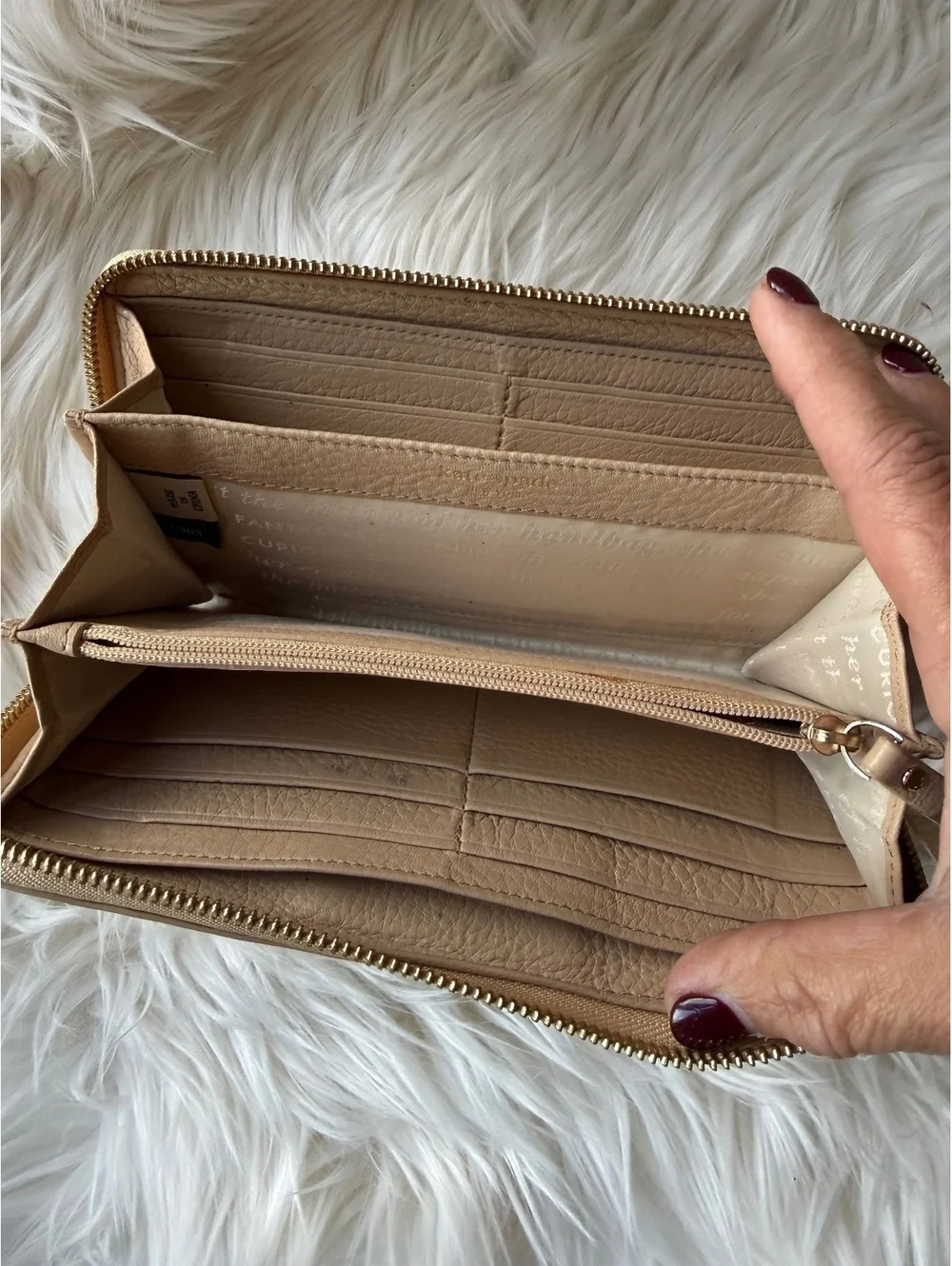 Kate Spade Beige Leather Zip-Around Wallet